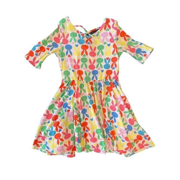Dot Dot Smile Colorful Bunny Twirl Dress 3-4y - Picture 1 of 6